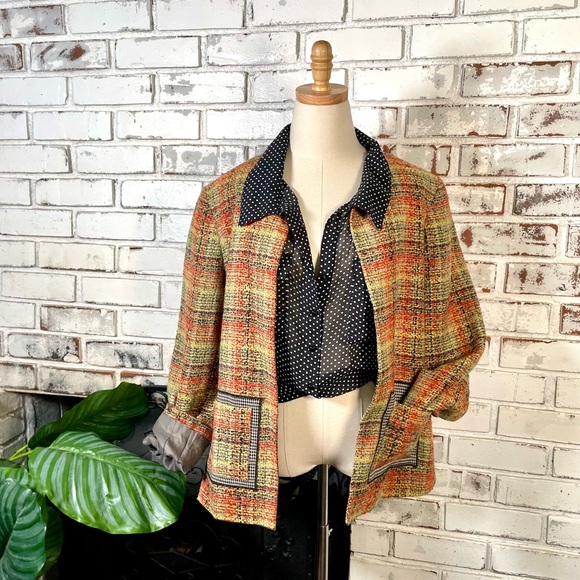 Vintage Harve Benard Plaid Tweed Unique Multi Houndstooth Longsleeve Blazer - Picture 10 of 10